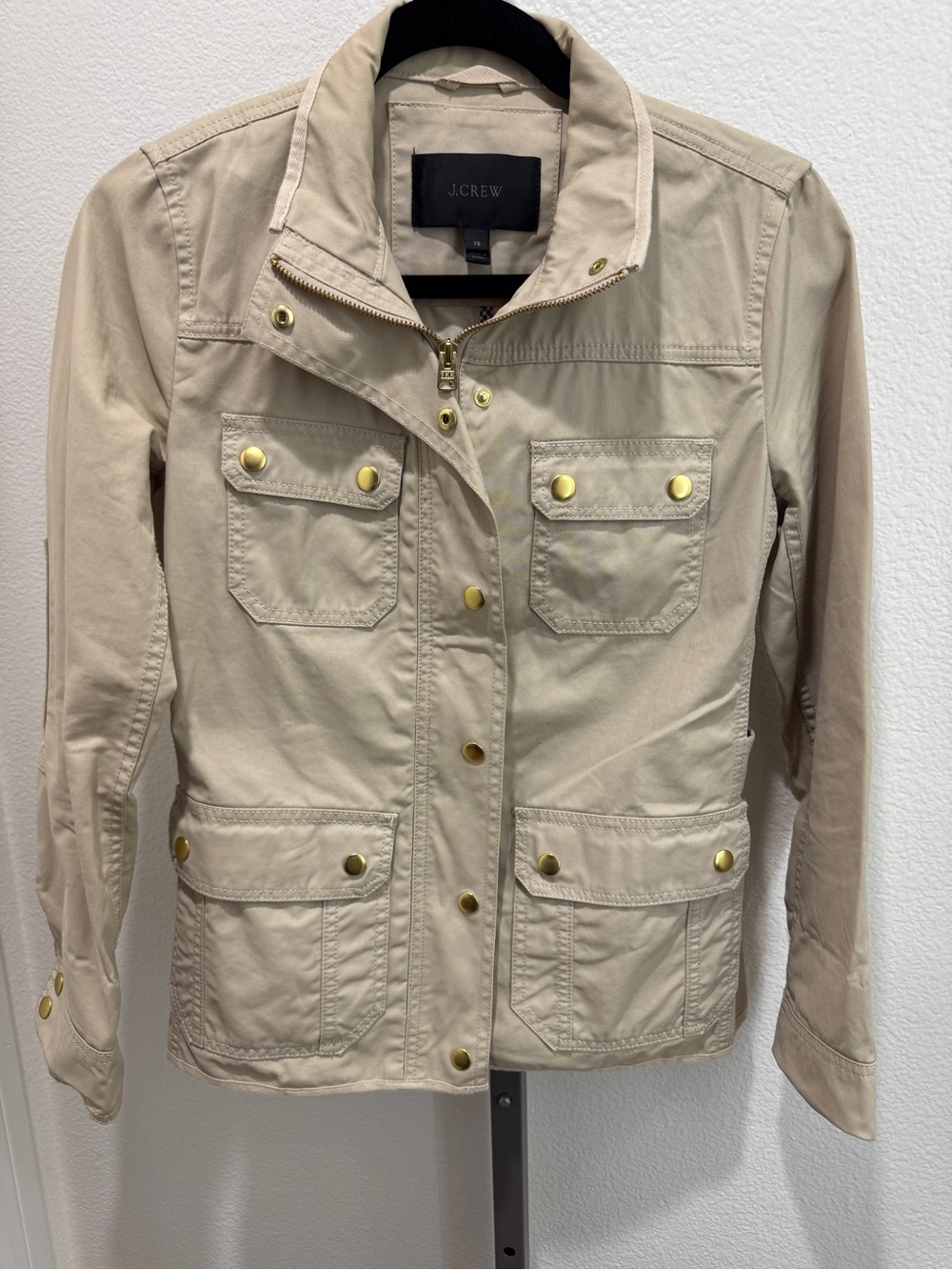 J. Crew Khaki Utility Jacket with Gold-Tone Hardware